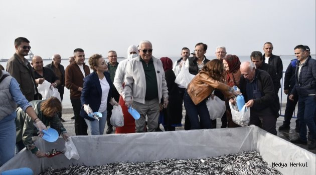 10 TON HAMSİ DAĞITILDI